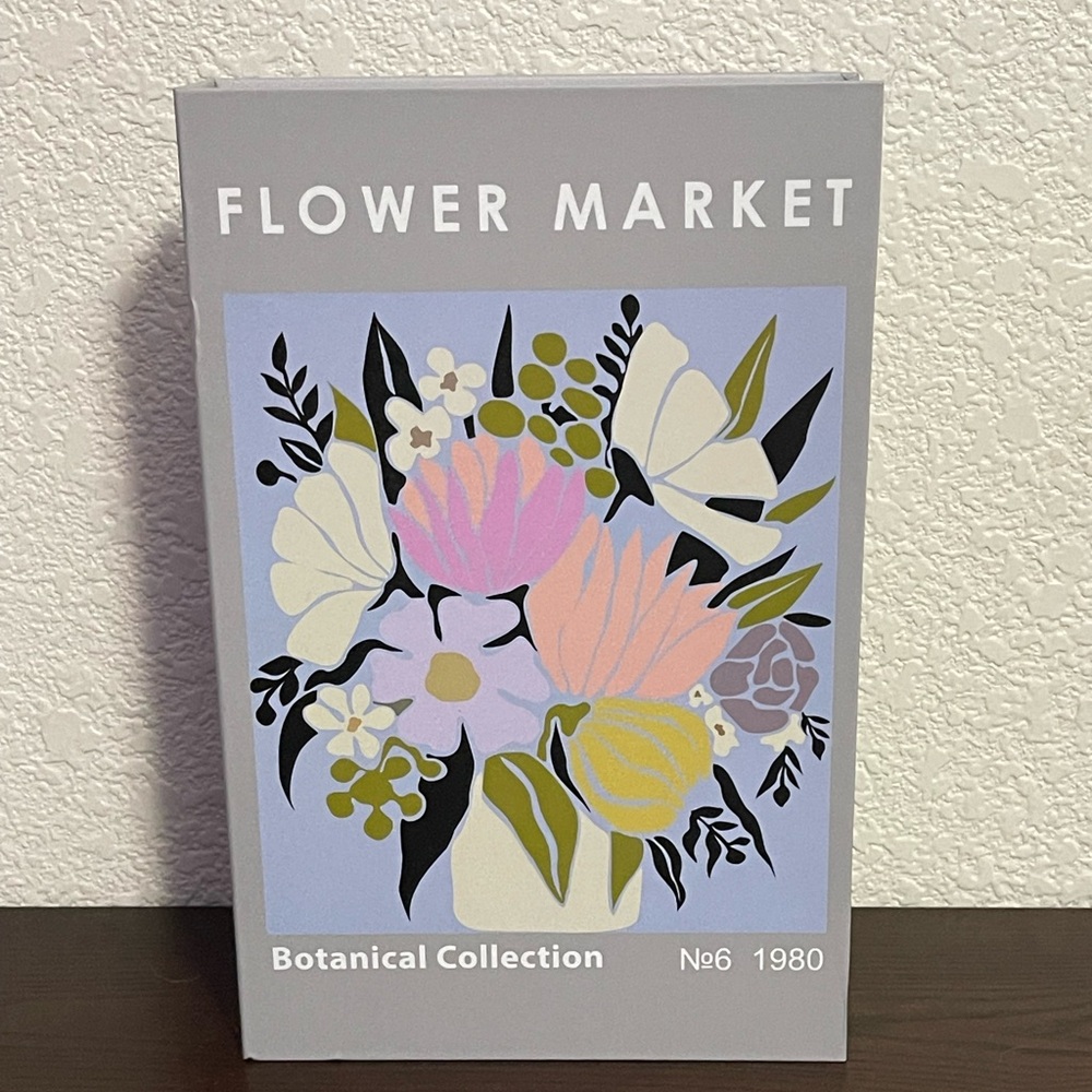 Flower market faux book box NWT